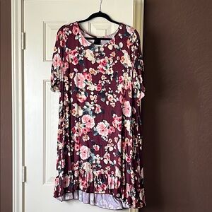 Agnes & Dora Burgundy Floral Midi Dress